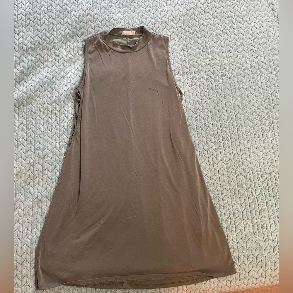 Size medium green tank dress with criss cross side detail